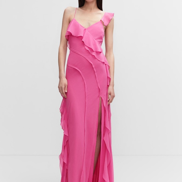 Elegant Pink Ruffled Gown - Picture 1 of 5